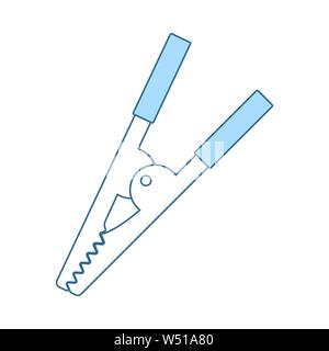Crocodile Clip Icon. Thin Line With Blue Fill Design. Vector Illustration. Stock Vector