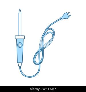 Soldering Iron Icon. Thin Line With Blue Fill Design. Vector Illustration. Stock Vector