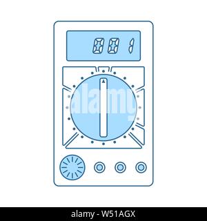 Multimeter Icon. Thin Line With Blue Fill Design. Vector Illustration. Stock Vector