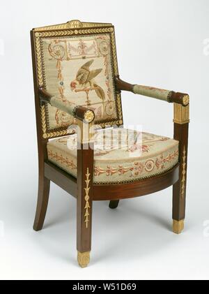 One Settee and Ten Armchairs, Frames attributed to François-Honoré-Georges Jacob-Desmalter (French, 1770 - 1841), Tapestries by Beauvais Manufactory (French, founded 1664), Paris, France, about 1810, Mahogany and beech, gilt-bronze mounts, silk and wool tapestry upholstery