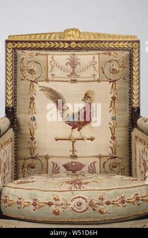 One Armchair, Frames attributed to François-Honoré-Georges Jacob-Desmalter (French, 1770 - 1841), Tapestry upholstery by the Beauvais Manufactory (French, founded 1664), Paris, France, about 1810, Mahogany and beech, gilt-bronze mounts, wool and silk, 100.6 × 63.5 × 48.3 cm (39 5/8 × 25 × 19 in