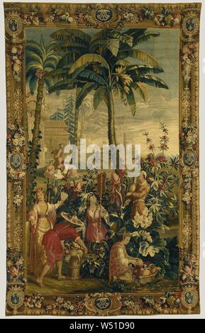 Tapestry: The Harvesting of Pineapples from The Story of the Emperor of China Series, After cartoons by Guy-Louis Vernansal (French, 1648 - 1729), and Jean-Baptiste Monnoyer (French, 1636 - 1699), and Jean-Baptiste Belin de Fontenay (French, 1653 - 1715), Beauvais Manufactory (French, founded 1664), woven under the direction of Philippe Béhagle (French, 1641 - 1705), Beauvais, France, about 1697 - 1705, Wool and silk, 257.8 x 415.3 cm (101 1/2 x 163 1/2 in Stock Photo