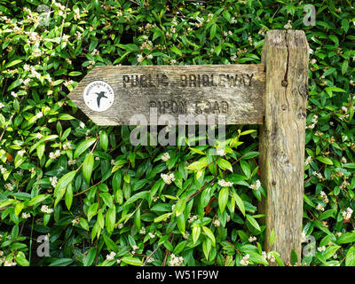 Public bridleway sign to Ripon Road on the Nidderdale Way near Raikes Nidderdale North Yorkshire England Stock Photo
