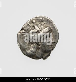 Drachm, Unknown, Tarentum (Taras), South Italy, 300–280 B.C., Silver Stock Photo