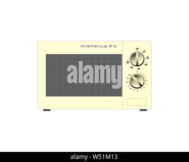 Old microwave on a white background. Vector illustration Stock Vector
