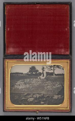 Seth Eastman at Dighton Rock, Horatio B. King (American, 1820 - 1889), July 7, 1853, Daguerreotype, 8.9 × 12.1 cm (3 1/2 × 4 3/4 in Stock Photo