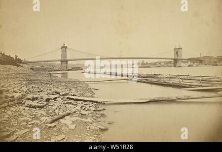 John A. Roebling Suspension Bridge, John W. Winder (American, 1828 - 1900), Cincinnati, Ohio, United States, 1867, Albumen silver print, 22.4 × 34.2 cm (8 13/16 × 13 7/16 in Stock Photo