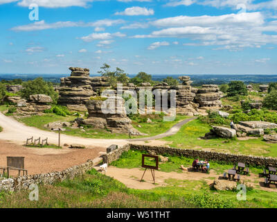 Gritstone rock formations at Brimham Rocks near Summerbridge Nidderdale North Yorkshire England Stock Photo