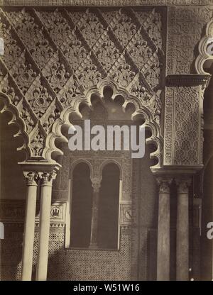 Seville - Court of the maidens, in the Alcazar (Sevilla - Patio de las doncellas, en el Alcazar), Charles Clifford (English, 1819/1820 - 1863), 1862, Albumen silver print, 41 x 30.8 cm (16 1/8 x 12 1/8 in Stock Photo