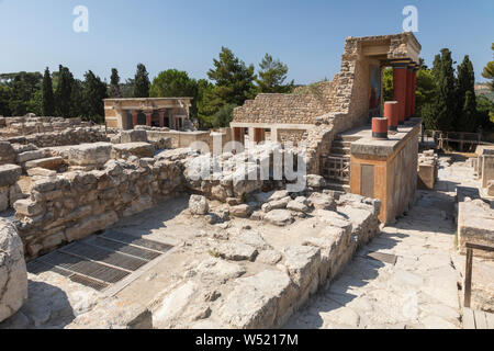 The Palace of Knossos North Entrance, Archaeological Site, Crete, Greece Stock Photo