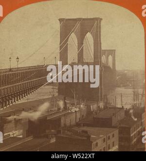 Brooklyn Bridge, George Barker (American, 1844 - 1894), 1888, Albumen silver print Stock Photo