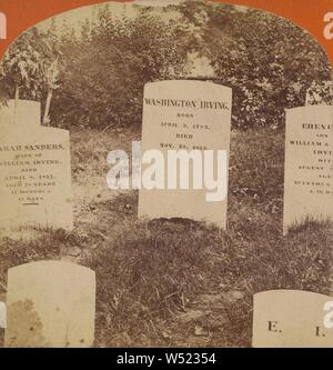 Washington Irving's Grave - Sleepy Hollow Churchyard - Tarrytown, N.Y., George Barker (American, 1844 - 1894), about 1875, Albumen silver print Stock Photo