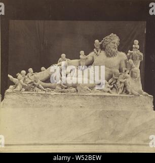 Unidentified sculpture, possibly of Zeus, at a Rome museum, Michele Mang & Company, 1860s, Albumen silver print Stock Photo