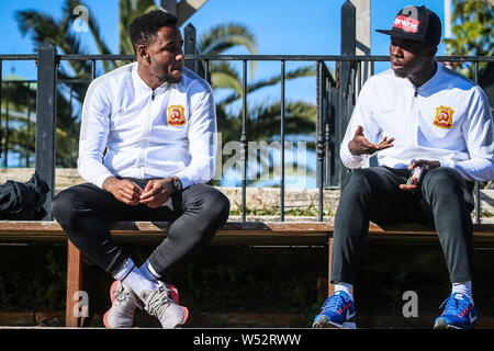 Brazilian football player Rafael Pereira da Silva, commonly known as Rafael or Rafael da Silva, left, and Ivorian football player Jean Evrard Kouassi Stock Photo