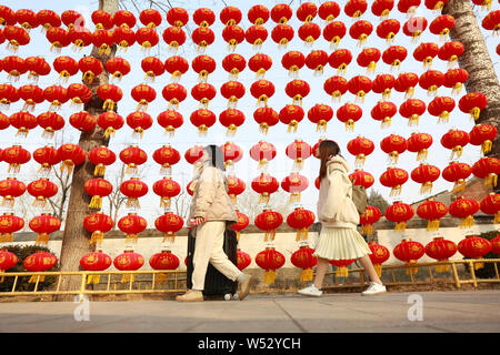 The Yuanying Guan (Immense Ocean Observatory) is decorated with red lanterns for the upcoming Spring Festival or the Chinese New Year (Year of the Pig Stock Photo