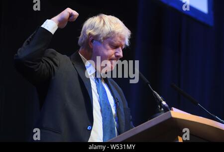 Boris Johnson speaking to a fringe event in hall one at the Conservative Party Conference at the ICC, Birmingham, Tuesday 2nd October 2018. Stock Photo