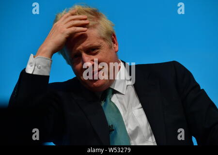 Boris Johnson and Jeremy Hunt at Conservative Party Hustings in York on 04 July 2019 Stock Photo