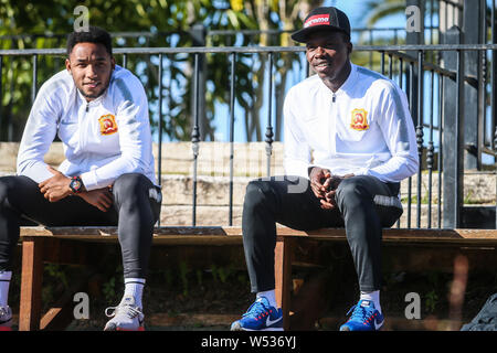 Brazilian football player Rafael Pereira da Silva, commonly known as Rafael or Rafael da Silva, left, and Ivorian football player Jean Evrard Kouassi Stock Photo