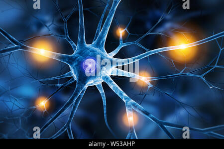 Active nerve cell - 3D illustration Stock Photo