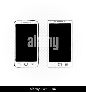 drawn smartphones white background Stock Vector