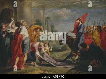 William of Herp, The Entry into Jerusalem, Christ's entry into Jerusalem, painting, oil on canvas, Height, 86 cm (33.8 inches), Width, 120 cm (47.2 inches) Stock Photo