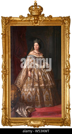 Queen Isabella II, Isabella II (1830-1904), right, Queen of Spain, Master of King Francis of Spain, painting, oil on canvas, Height, 253 cm (99.6 inches), Width, 140 cm (55.1 inches) Stock Photo