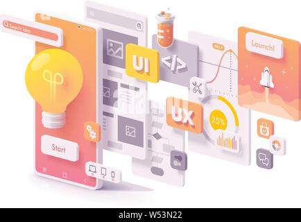 Vector mobile app development concept Stock Vector