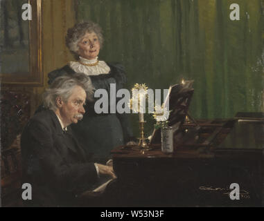 Peder Severin Krøyer, Edvard Grieg and Nina Grieg, Edvard Grieg accompanying his Wife, painting, portrait, Edvard Grieg, 1898, Oil on wood, Height, 58.5 cm (23 inches), Width, 73 cm (28.7 inches), Signed, PS Krøyer Dcbr - 1898 Stock Photo