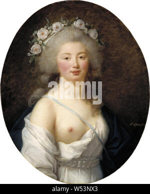 Louise Élisabeth Vigée Le Brun, Portrait of a Young Lady as Flora, painting, portrait, 1811, oil on canvas, Height, 72 cm (28.3 inches), Width, 60 cm (23.6, inch), Signed, Mde Lebrun, f.1811 Stock Photo