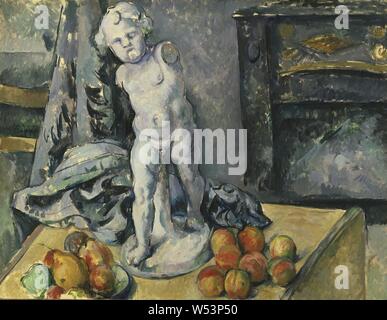 Paul Cézanne, Still Life with Plaster Cupid English, Still Life with Statuette, Still Life with figurine, painting, still life, 1890s, Oil on canvas, Glazed, Height, 63 cm (24.8 inches), Width, 81 cm (31.8 inches) Stock Photo