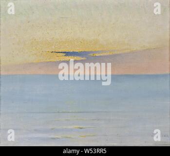 August Hagborg, Sea in Sunset, Swedish in sunset light, painting, oil on canvas, Height, 29.5 cm (11.6 inches), Width, 35 cm (13.7 inches), Signed, HAGBORG. Stock Photo