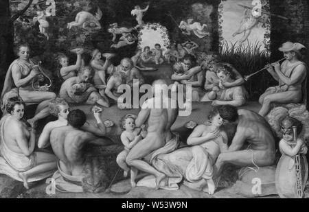 Workshop of Frans Floris I, Feast of Sea Gods, Gods meal, painting, oil on canvas, Height, 133 cm (52.3 inches), Width, 184 cm (72.4 inches) Stock Photo