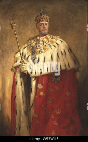 Oscar Björck, King Oscar II, Oskar II (Oskar Fredrik), 1829-1907, King of Sweden 1872 and of Norway 1872-1905, painting, portrait, Oscar II of Sweden, Oil, Height, 189 cm (74.4 inches), Width, 124 cm (48.8 inches) Stock Photo