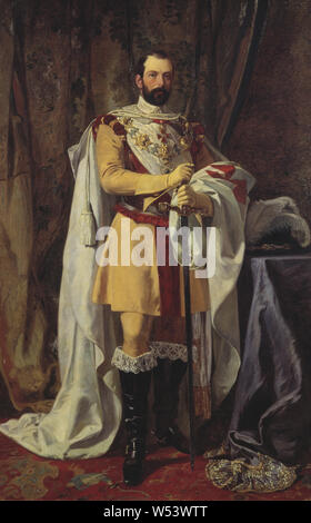 Johan Fredrik Höckert, King Karl XV, Karl XV, 1826-1872, king, painting, portrait, Charles XV of Sweden, 1861, Oil, Height, 230 cm (90.5 inches), Width, 145 cm (57 inches) Stock Photo