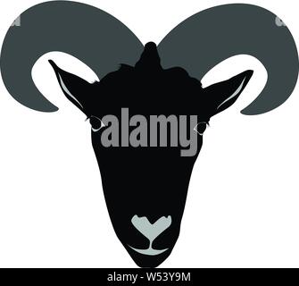 Barbery sheep portrait silhouette vector illustration isolated Stock Vector