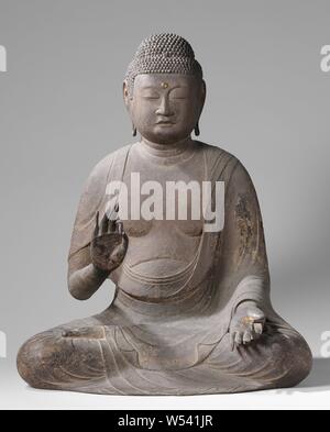 The Buddha Amida, Amida Nyorai (Buddha Amitabha), sitting in lotus position, representations, god, demi god, heroes, etc. (Hinduism, Buddhism, Jainism), Buddha posture, 'lotus posture, anonymous, Japan, c. 1125 - c. 1175, wood (plant material), h 87.0 cm × w 71.0 cm × d 56.5 cm Stock Photo