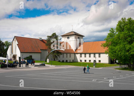 Viking Ship Museum, view in summer of of the Viking Ship Museum (Vikingskiphuset) building located in Bygdoy, Oslo, Norway. Stock Photo