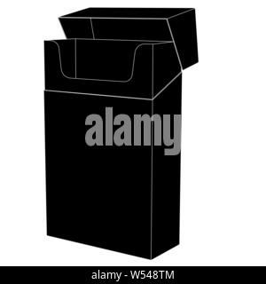 Empty pack of cigarettes. Black flat icon Stock Vector