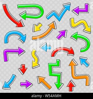 Colored arrows. Hand drawn sketch Stock Vector