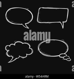 Speech bubbles. Hand drawn sketch on black background Stock Vector