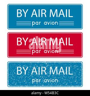 Air mail postmark. Blue and red postal element Stock Vector