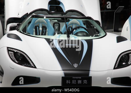 --FILE--A Koenigsegg sports car is displayed at the stand of Koenigsegg during the 15th Shanghai International Automobile Industry Exhibition, known a Stock Photo