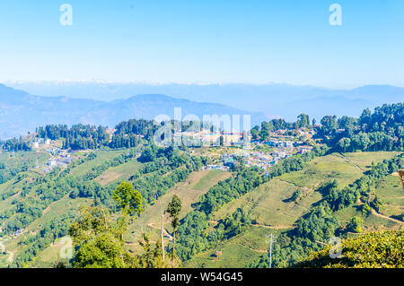 Darjeeling hill side primeval Pristine and well-preserved Himalayan gives Magical feel of Himalayan fairytale. Amazing place of hidden valley landscap Stock Photo