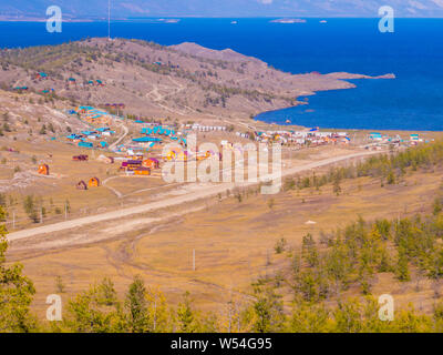 Rural village on the Lake Baikal, Siberia, Russia Stock Photo