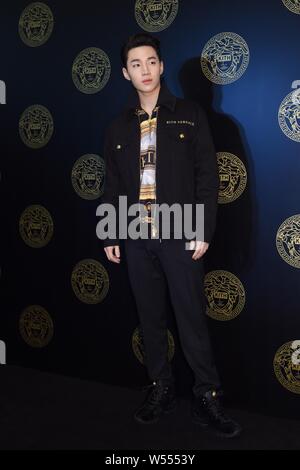 Canadian singer and actor Henry Lau attends a promotional event for Versace in Shanghai, China, 27 February 2019. Stock Photo