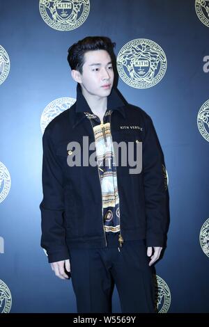 Canadian singer and actor Henry Lau attends a promotional event for Versace in Shanghai, China, 27 February 2019. Stock Photo