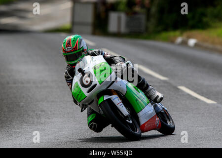 Armoy Northern Ireland. 26th July, 2019. Armoy Road Races The Race of Legends, qualifying; Derek McGee sets fastest qualifying time in the Moto3 class Credit: Action Plus Sports/Alamy Live News Stock Photo
