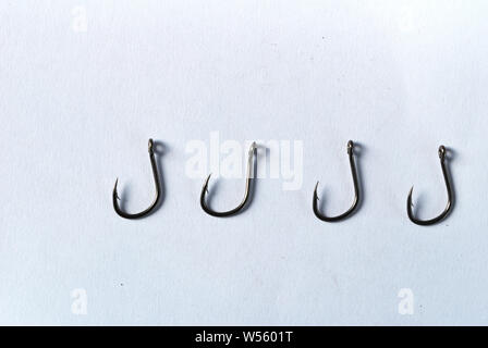 Hooks for fishing isolate on white background Stock Photo