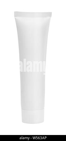 Blank white plastic tube template, isolated on white background Stock Photo