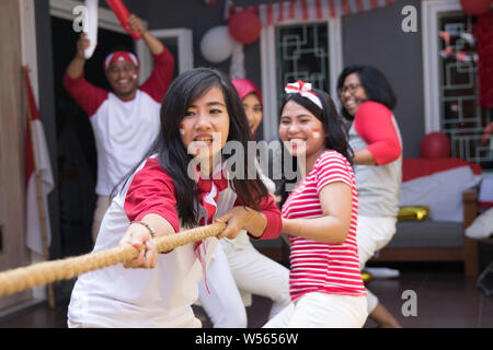 indonesian tug of war competition Stock Photo